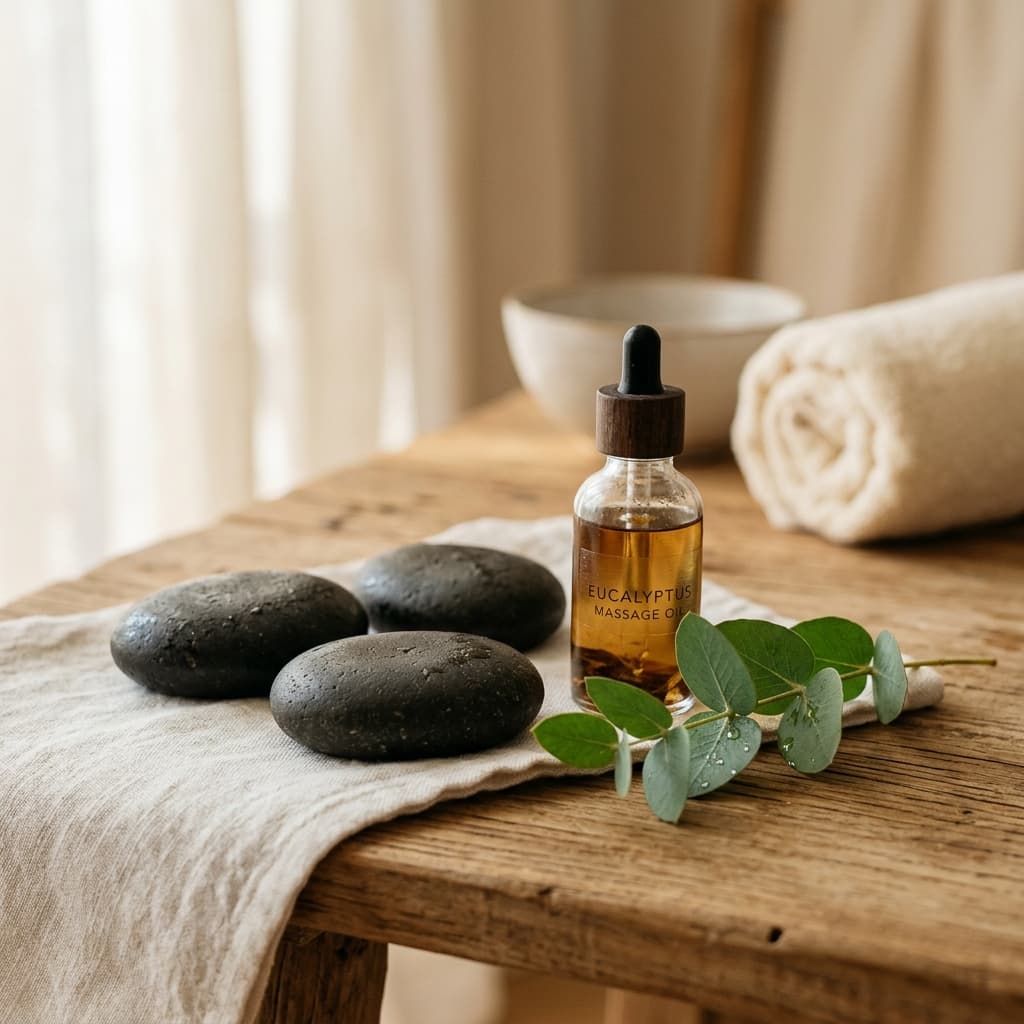 Warm therapy stones and massage therapy representing joint care